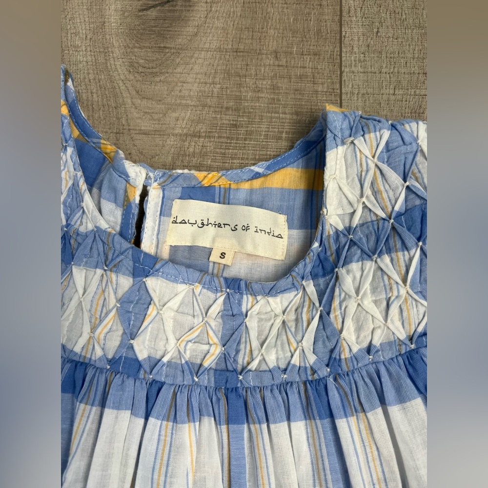 Daughters of India Freya Mini Dress in Periwinkle Blue Plaid Size Small - Picture 4 of 11